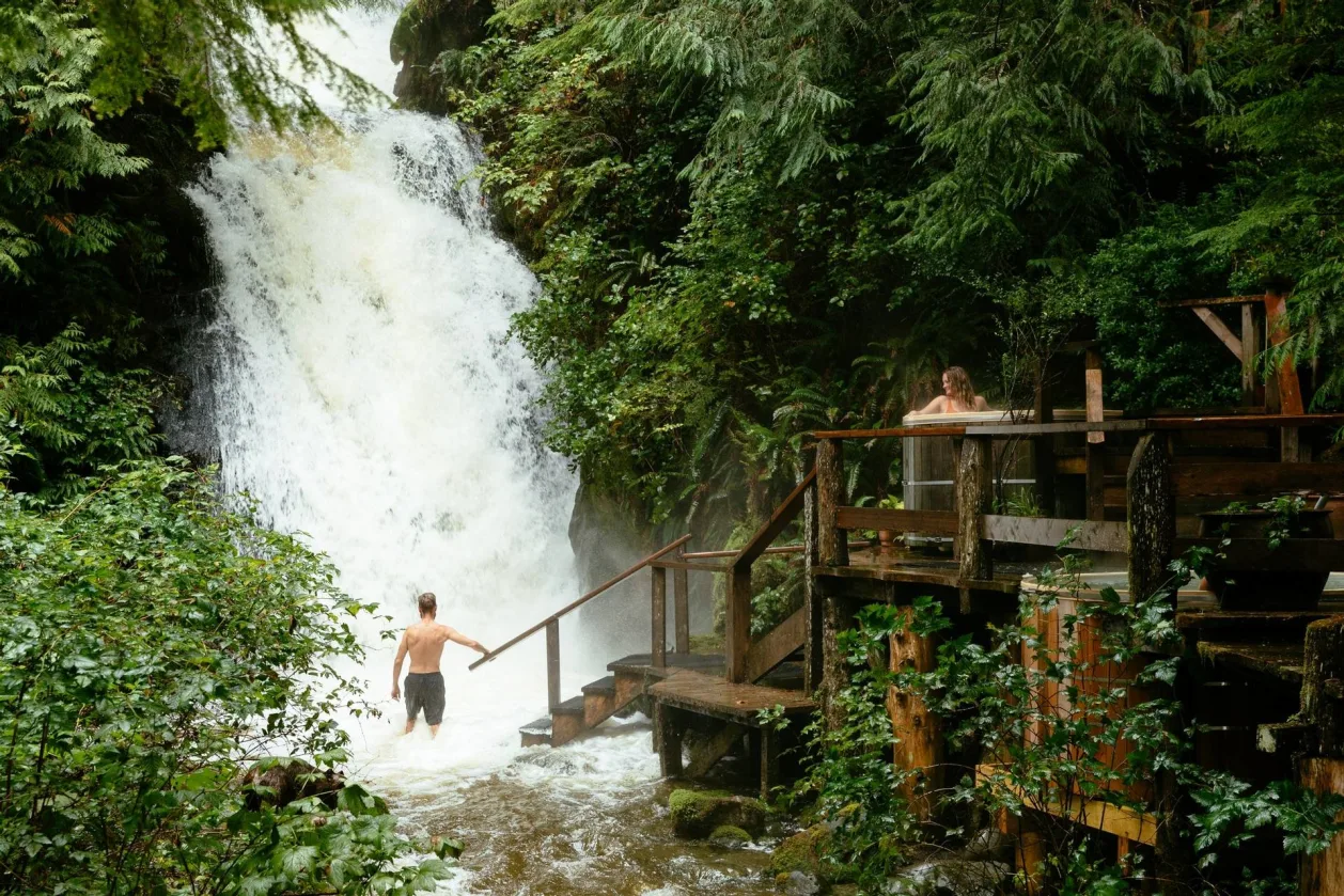 Lesser-Known Wellness Retreat in British Columbia Nimmo Bay waterfall
